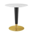 thumbnail image 1 of Modway Zinque 27.5" Round Wood & Artificial Marble Dining Table in White/Gold, 1 of 7
