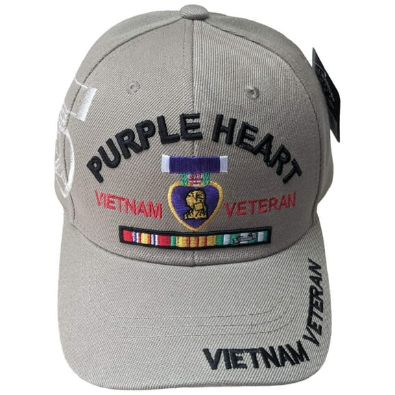 US Military Purple Heart Vietnam Veteran Khaki Adjustable Baseball Hat Cap