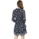 thumbnail image 5 of Mini Vestido De Gasa Con Capas De Cuello Con Lazo En La Cintura Con Estampado Floral Para Mujer Azul oscuro S, 5 of 6