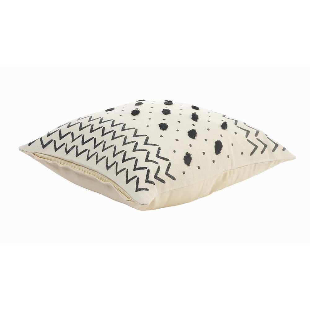 Ox Bay Chevron Black And Cream Tufted Grid Soft Poly-Fill 20 In. X 20 In. Throw Pillow
