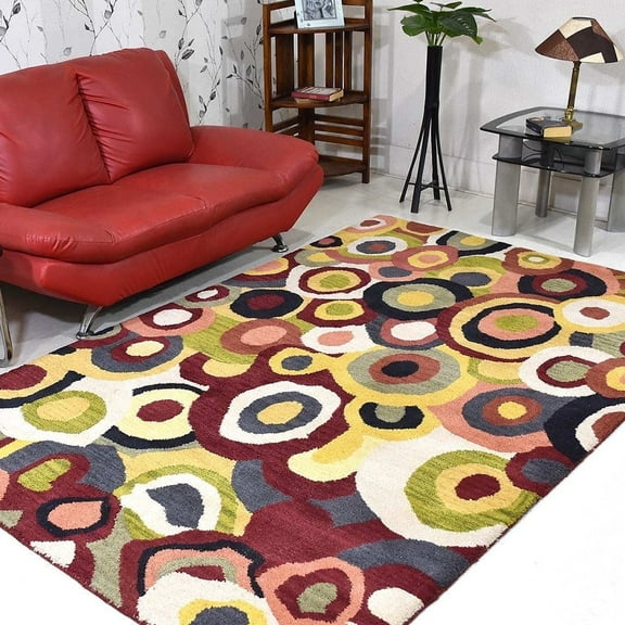 Rugsotic Carpets Hand Tufted Wool Eco-Friendly Area Rugs - 3'x5', Rectangle, Multicolor, Modern Contemporary Design, High Pile Handmade Anti Skid Rugs for Living Room, Bed Room (K11125)