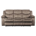 thumbnail image 3 of Pemberly Row 20.5" Traditional Microfiber Double Glider Reclining Sofa in Brown, 3 of 7