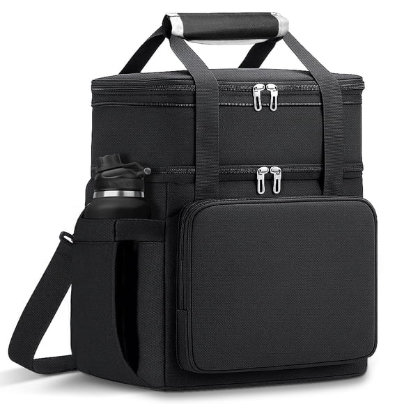 LRCXL Sac à Lunch Extensible pour Hommes, Grande Boîte à Lunch Isolée à Deux Niveaux avec Bandoulière, Sac Isotherme Étanche et Durable pour le Travail et la Construction Extérieure