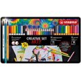 thumbnail image 3 of STABILO - Creative Set - ARTY - Fineliner, Premium Fiber-Tip Pen with Brush Tip, Aquarellable Colouring Pencil - point 88, Pen 68 brush, STABILOaquacolor ARTY - Metal box of 36 - Assorted Colors, 3 of 9