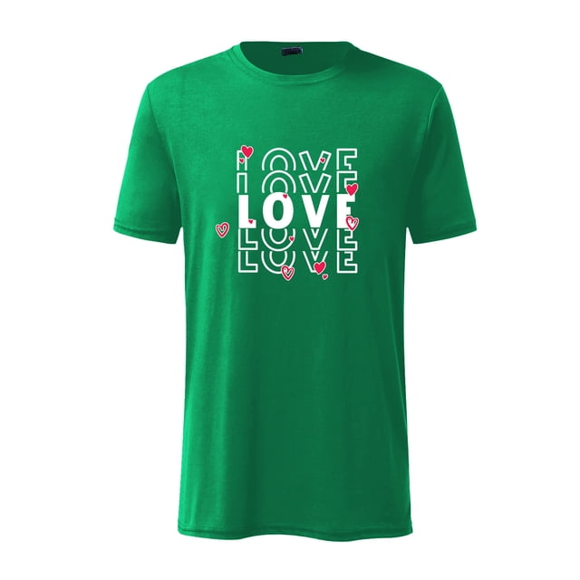 DPTALR T-Shirt à Manches Courtes pour Hommes, Imprimé Amour Décontracté, Col Rond