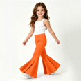 thumbnail image 5 of TIREOW Toddler Baby Girls Bell Bottom Pants Elastic Waist Solid Color Oversize Hem Flare Pants Soft Knit Flare Trousers, 5 of 7