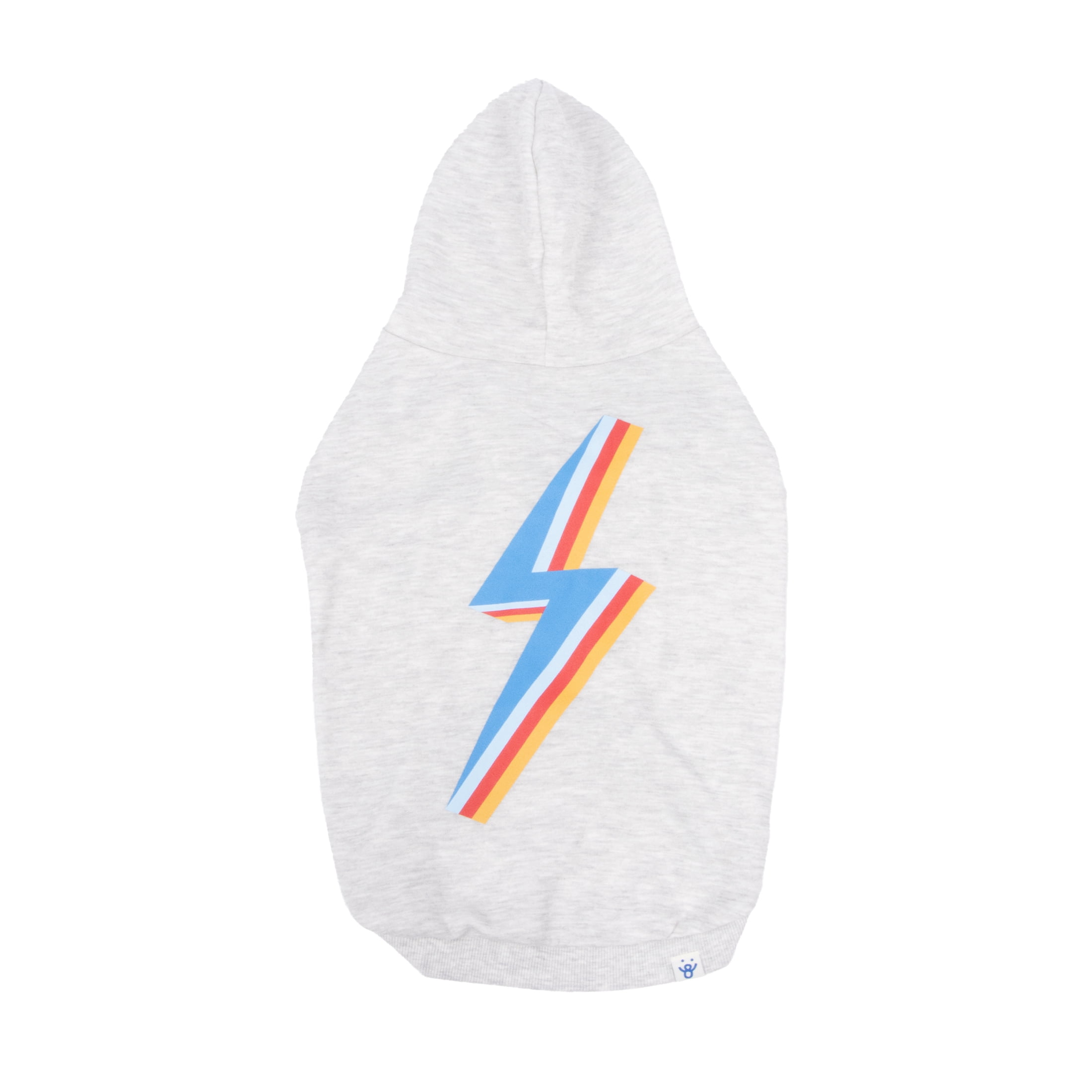 Oodles Lightning Bolt Bubble Hem Fall Dog Hoodie, White, Small