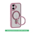 thumbnail image 3 of onn Cell Phone Case for iPhone 17, MagSafe Compatible with Built-in Rotating Ring Kickstand, Frosted Clear/Pink, 3 of 10