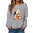 thumbnail image 6 of Enyan Halloween Shirts Women Funny Pumpkin Ghost Shirts Long Sleeve Holiday Fall Tee Tops Halloween Womens Shirts Grey,XXL, 6 of 6