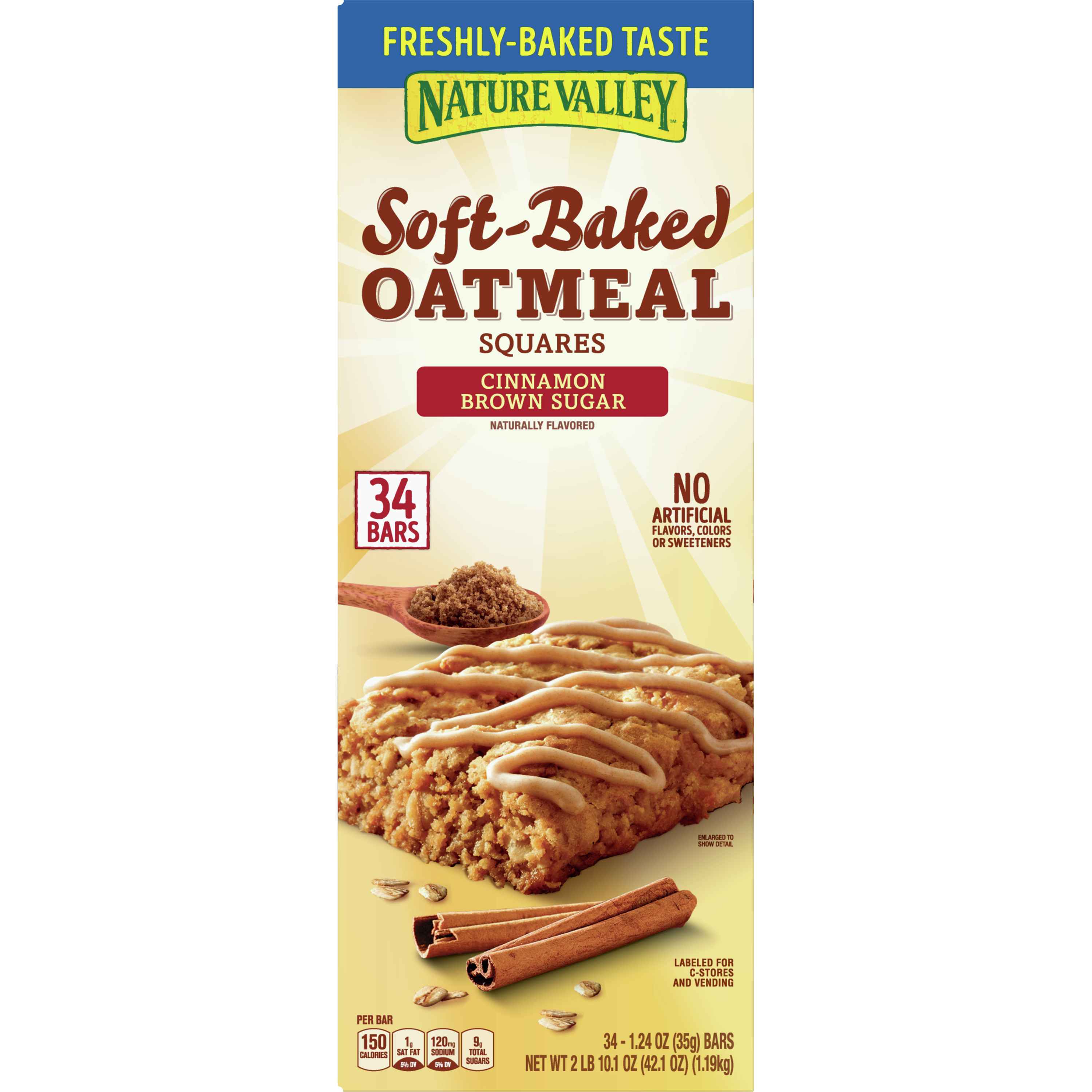 Nature Valley SoftBaked Oatmeal Squares, Cinnamon Brown Sugar, 34 Bars
