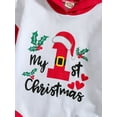thumbnail image 5 of Bagilaanoe Newborn Baby Girl Boy Christmas Hooded Romper Sweatshirt Long Sleeve Bodysuit Letter/Stripe/Santa Claus Print Pullover 3M 6M 12M 18M Infant Casual Tee Tops, 5 of 8