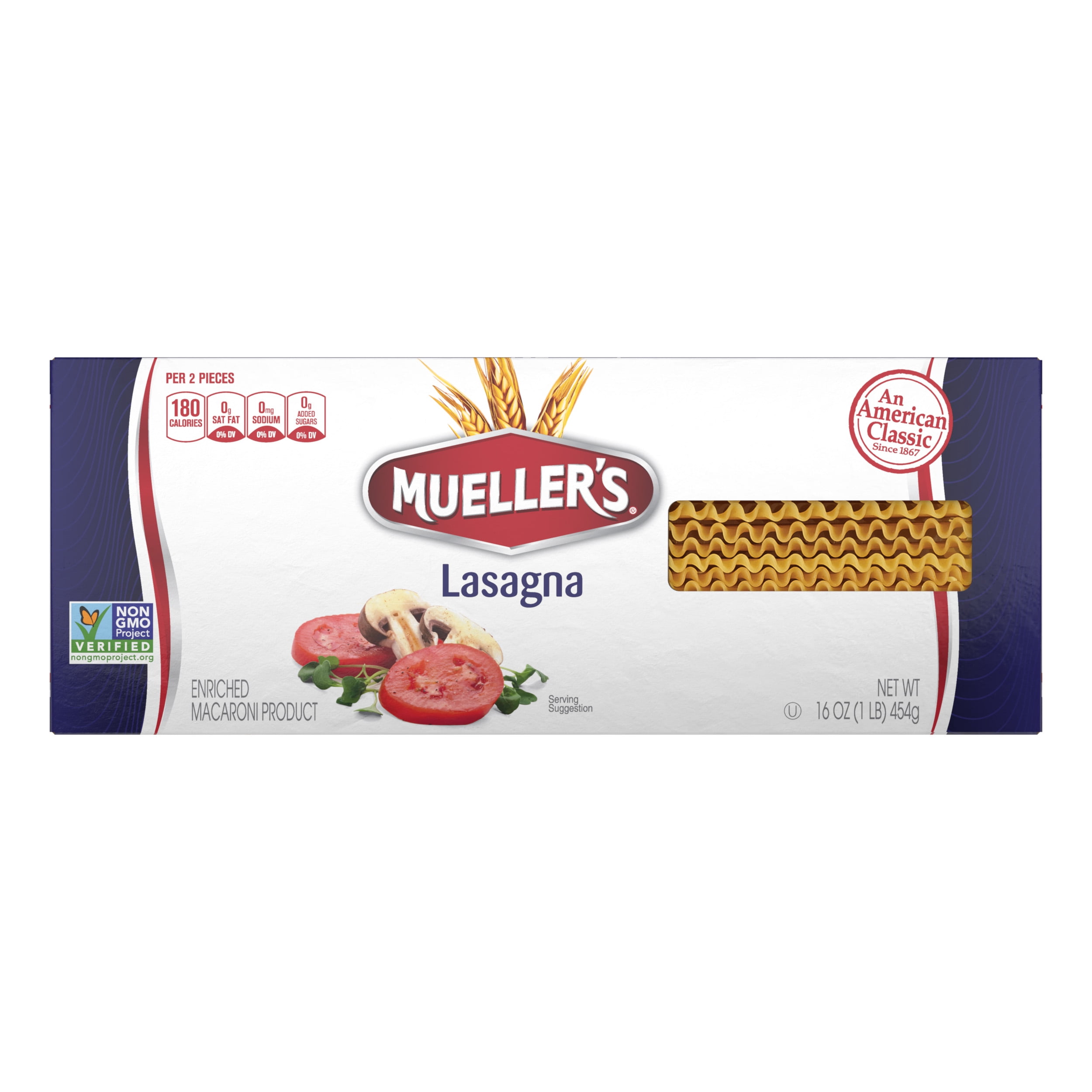 (3 pack) Mueller's Sodium-Free, Cholesterol-Free Lasagna Pasta, 16 oz (Shelf-Stable)