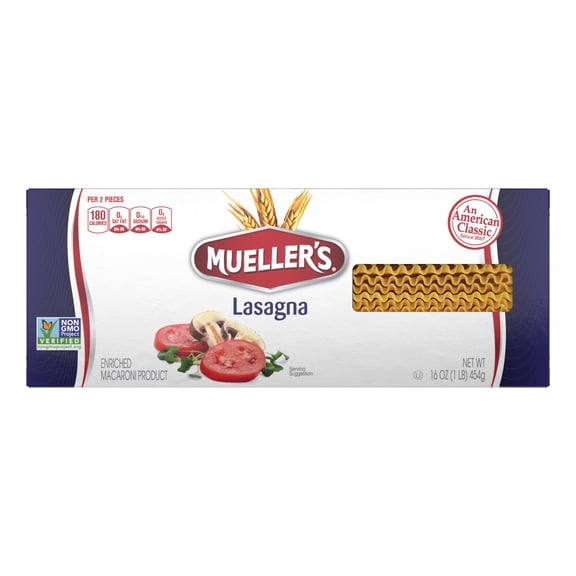 Mueller's Sodium-Free, Cholesterol-Free Lasagna Pasta, 16 oz (Shelf-Stable)