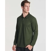 Real Essentials 3 Pack Men's Dry Fit Long-Sleeve Active Polo Shirt Casual Performance Golf (Available in Big & Tall)