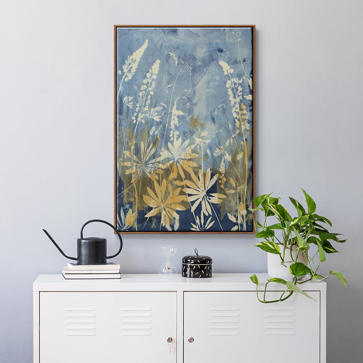 Wild Lupine Framed Premium Gallery Wrapped Canvas - Ready to Hang - 17 x 25 - Walnut Floating Frame