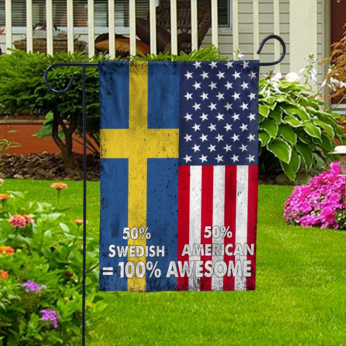 Flag American Half Swedish Flag Swedish American Friendship Sweden U.S.A Patriotic Proud House Flag, Double-Sided Decorative Outdoor Flag, Polyester Yard Flag 29.5 x 39.5 in
