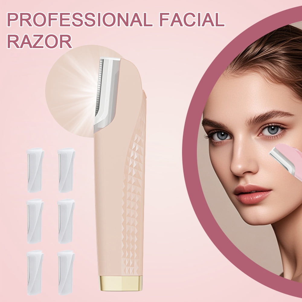 Professional Razor For Women Face 3 Adjustable Dermaplaning Tool Facial Hair Removal Razors with Led Light for Peach Fuzz