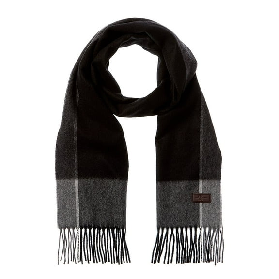 Hickey Freeman Herringbone Colorblocked Scarf, os, Black