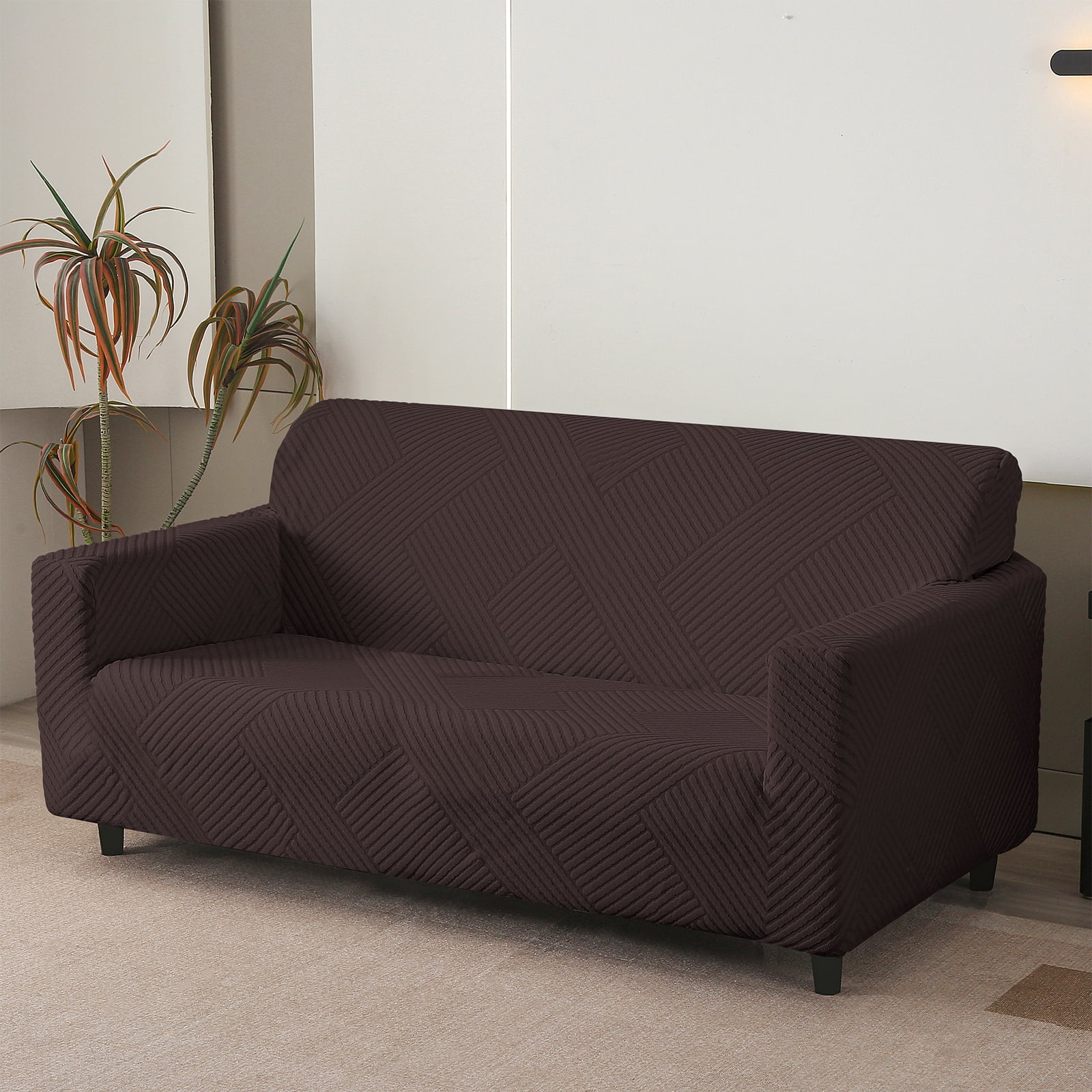 MeyJey Waterproof Sofa Cover, Slipcover for Loveseat Sofa, Stretch Furniture Protector for Kids Dogs Cats Pets, Brown