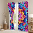 thumbnail image 3 of Manfei Retro Boho Flower Curtains Pack of 2 (42x84 Each),bohemian Exotic Style Curtains Blackout,Orange Pink Blue Bedroom Curtains For Men Women,Luxury Bedroom Decor, 3 of 6