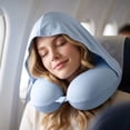 thumbnail image 6 of Neck Pillow U Shaped Memory Foam with Hood 1 Pack Pink for Airplane Travel and Car Sleeping, 6 of 6