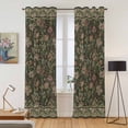 thumbnail image 2 of Sage Green Floral Kitchen Curtains Window Panels, Ethnic Tribe Abstract Art Flowers Insulated Window Treatment Curtain, Grommet Curtains for Bedroom/Living Room/Bathroom, 2 Piece 42"Wx84"L, 2 of 8