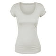 thumbnail image 3 of Essential Basic Scoop Neck Short Sleeve Basic Tee - 3 Pack - Wht, Oat, Red, Small, 3 of 5