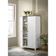 thumbnail image 7 of Lilola Home White Storage Cabinet with Oak Accent Finish and Framed Slatted Panel Design, 7 of 7