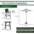 thumbnail image 3 of Hanover Cortino 5-Piece Commercial-Grade Counter-Height Dining Set with 4 Chairs, 38-in. Slat-Top Table, 7.5-ft. Umbrella and Stand, 3 of 11