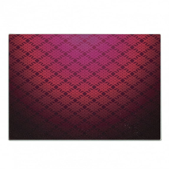 Magenta Cutting Board, Damask Textured Geometric Romantic Style Vintage Design Art Print, Decorative Tempered Glass Cutting and Serving Board, Small Size, Hot Pink Fuchsia, by Ambesonne