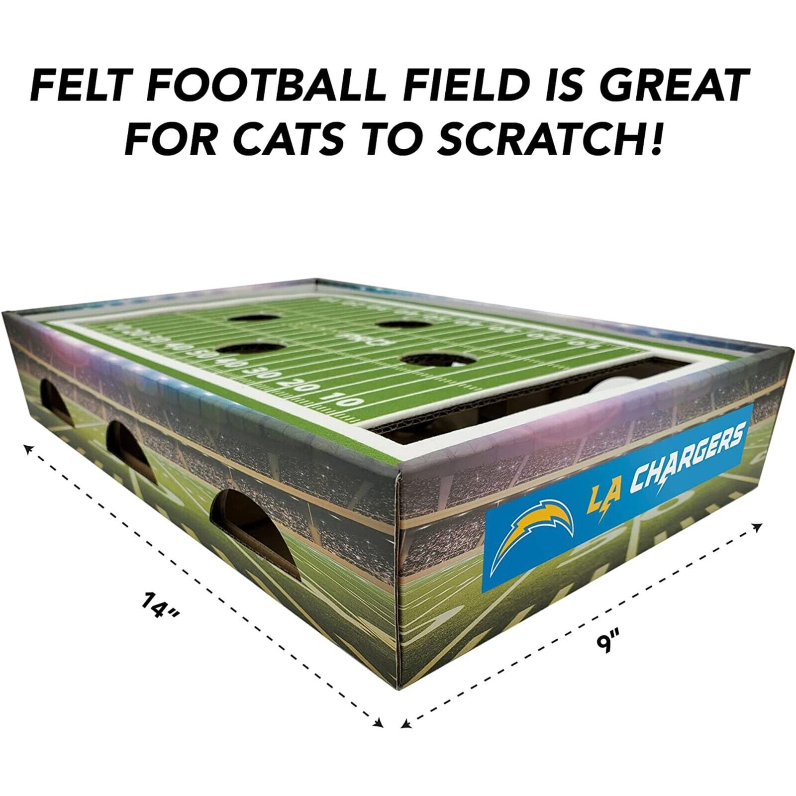 Pets First NFL Los Angeles Chargers Cat Scratcher Box Football Field Designed Cat Scratcher & Lounge