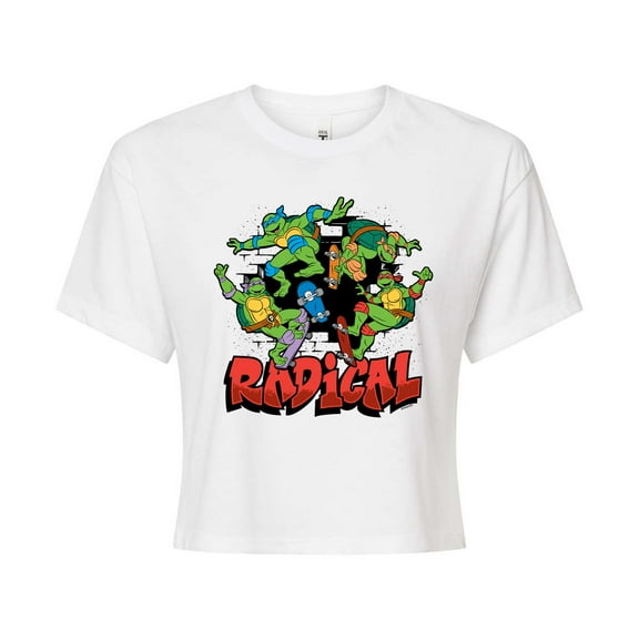 Teenage Mutant Ninja Turtles - Radical Group - Juniors Cropped Cotton Blend T-Shirt