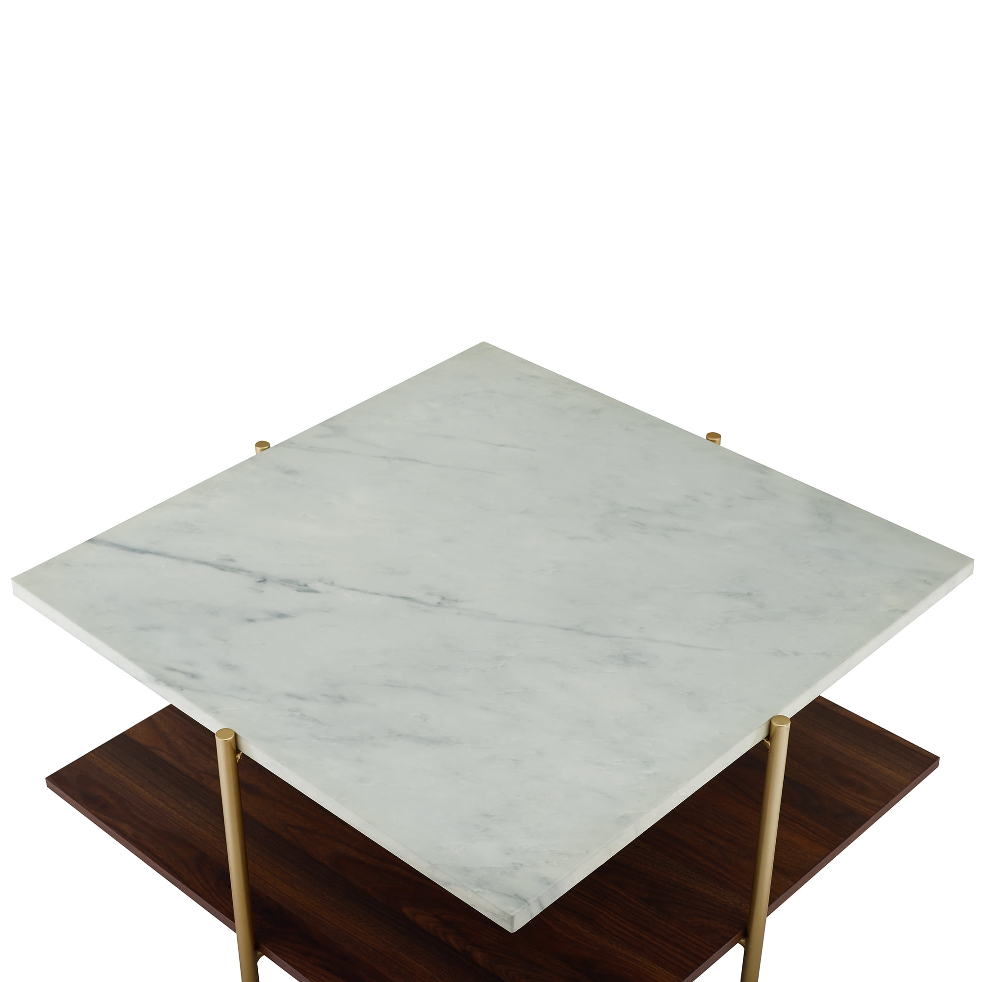Walker Edison Jackie Faux White Marble Square Coffee Table