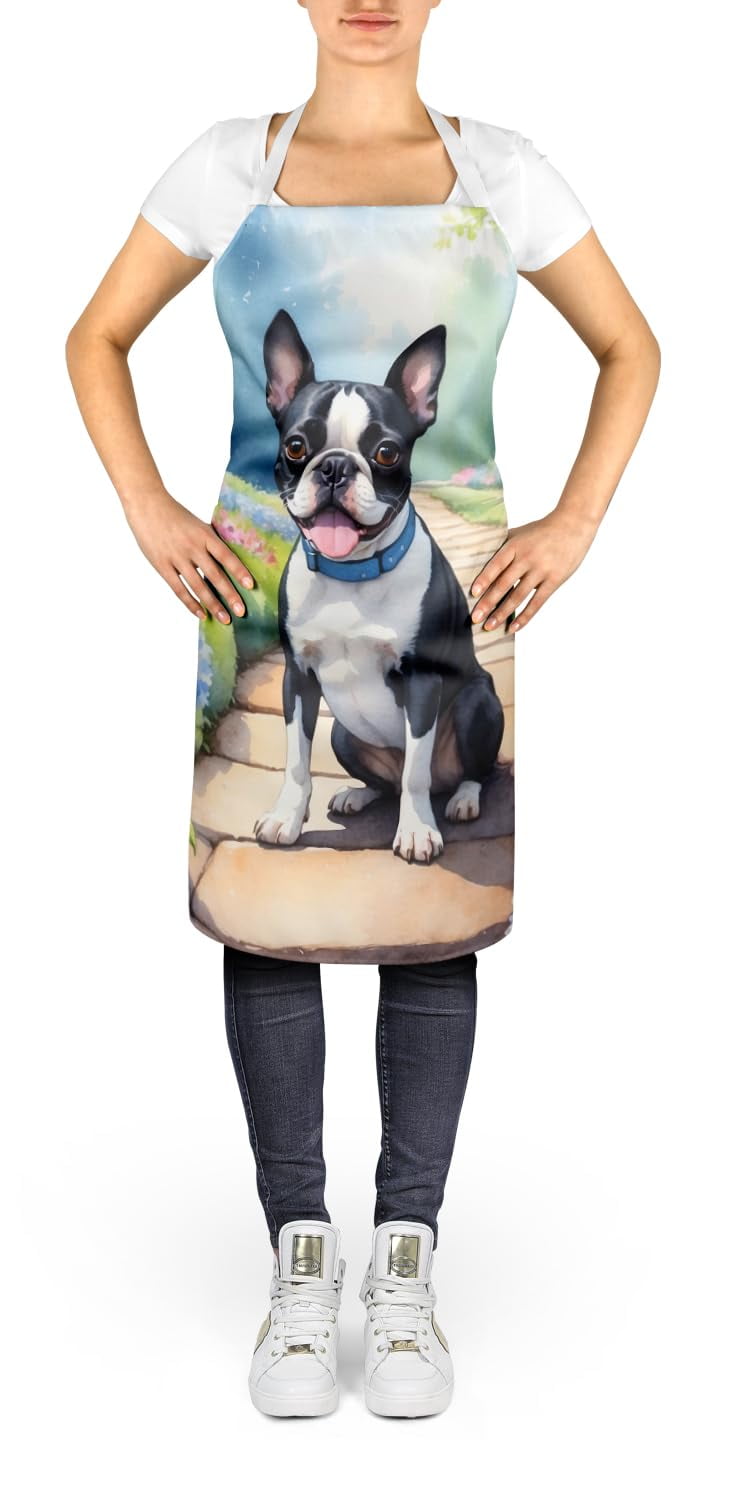 Boston Terrier Spring Path Apron 27 in x 30 in