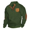 thumbnail image 2 of pstuiky camisetas de manga larga para hombre, Suéter de hombre con botones, color liso, cuello alto, mangas largas y cuadrados pequeños salir tops xxl, 2 of 6