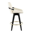 thumbnail image 3 of Lumisource Cosmo Contemporary Fixed-Height Counter Stool with Swivel in Black Wood with Round Gold Metal Footrest and Cream Faux Leather Seat - Set of 2, 3 of 7