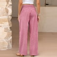 thumbnail image 7 of Women's Boho Chic Gingham Trousers with Elastic Smocked Waists and Flowy Wide Legs Cute Casual Trousers with Pockets Red L, 7 of 7