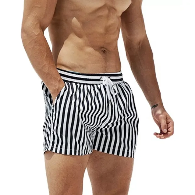 Shorts De Playa De Secado Rápido A Rayas Para Hombre