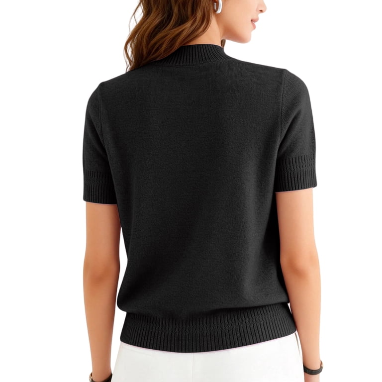 Short Sleeve Sweaters for Womens Summer Crew Neck Knit Sweater