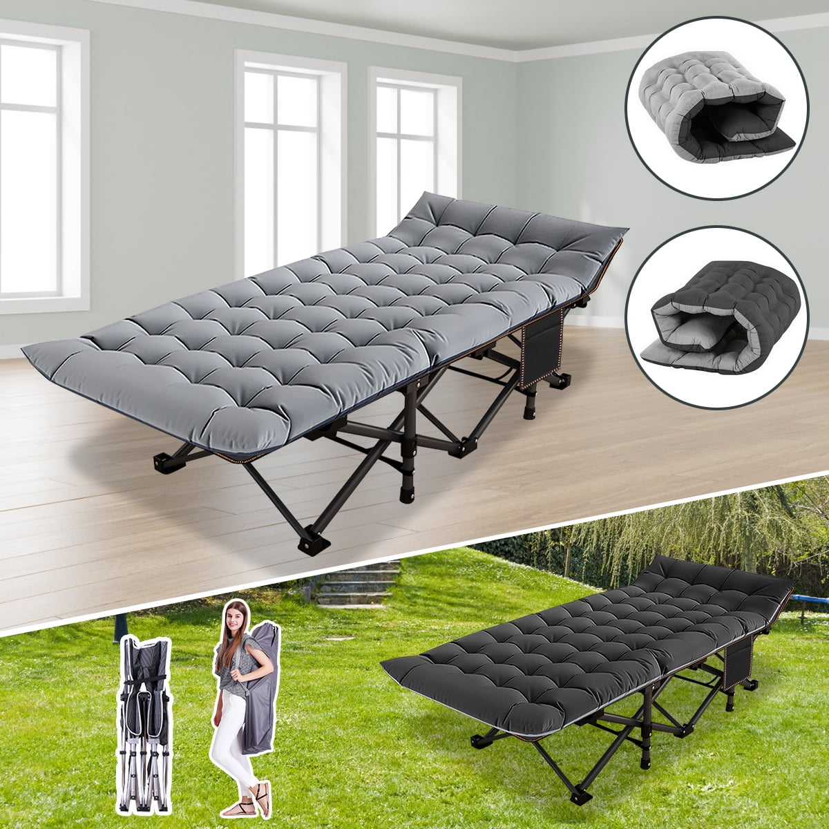 Slsy Adults Camping Cots, 1200D Folding Cots 75''*28'', Heavy Duty