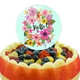 thumbnail image 5 of Acrylic Hello with Pretty Flowers Cake Topper Party Decoration for Wedding Anniversary Birthday Graduation, 5 of 7
