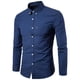thumbnail image 1 of pstuiky camisa de manga larga para hombre, Blusa informal lisa de manga larga con cuello vuelto, bolsillos y botones para hombre Tops casuales para hombres m, 1 of 4
