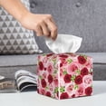 thumbnail image 6 of Naloa Rose Flowers Tissue Box CoverLeather Tissue Holder Square Facial Tissue Case Facial Paper Organizer Dispenser for Bathroom, Vanity Countertop, Tabletop, Car, 6 of 8