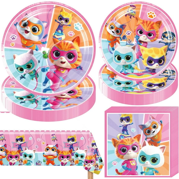 41 party supplies, including 20 plates, 20 napkins, and 1 tablecloth, for decorating birthday parties