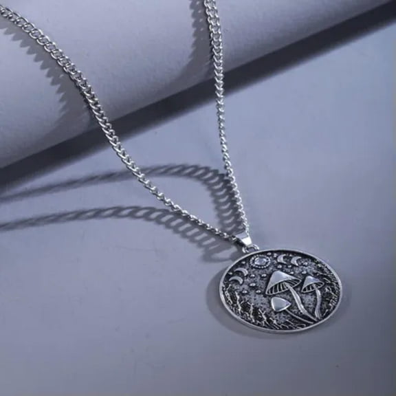 QQTDFG Retro 925 Silver Mushroom Necklace Cubic Zircon Party Band Jewelry Gifts-Silver