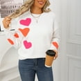 thumbnail image 7 of Oplxuo Women's Cute Heart Sweater Love Print Valentine Romantic Knitted Top Casual Crewneck Long Sleeve Sweaters Pullover, 7 of 7