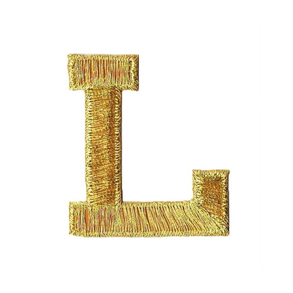 Alphabet Letter - L - Color Gold - 2" Block Style - Iron On Embroidered Applique Patch