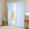 thumbnail image 3 of Manfei Geometric Stripe Kitchen Curtains,Contemporary Minimalist Black Out Curtains Pack of 2 (42x63 Each), Light Blue White, 3 of 6