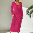 thumbnail image 2 of Women Hollow Out Crochet Dresses Maxi Low Cut Long Sleeve Sundress See Through Backless Knitted Coverup Beach Dress S-L, 2 of 4