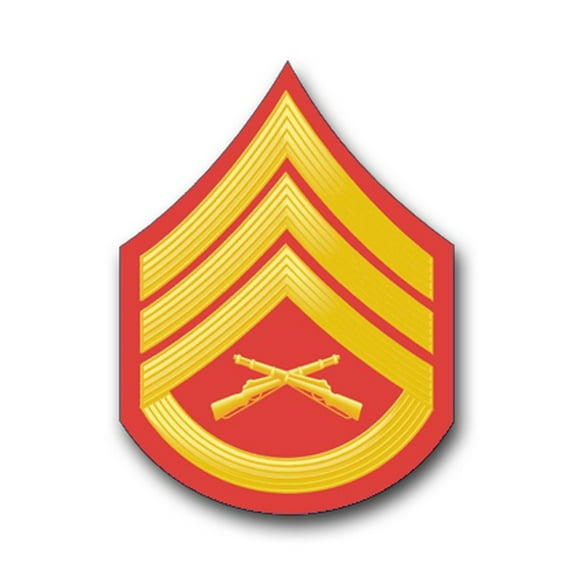 5.5 Inch USMC E-6 STAFF SERGEANT RED / GOLD CHEVRON VINYL TRANSFER DECAL